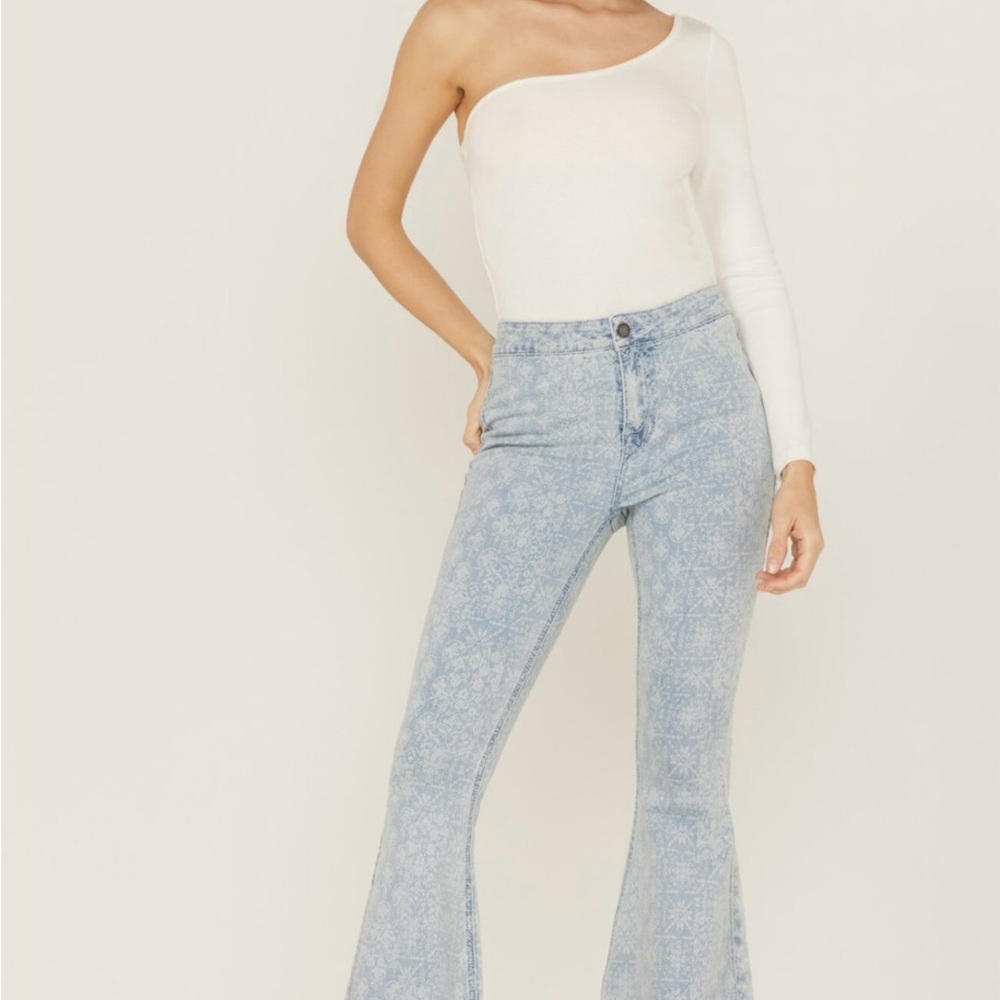 Vintage Floral Flare Jeans, Rock & Roll Denim